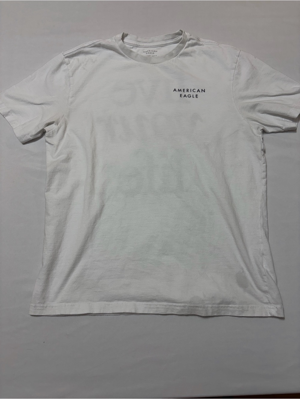 American Eagle Super Soft Graphic T Shirt Medium White Live Your Life Back Print